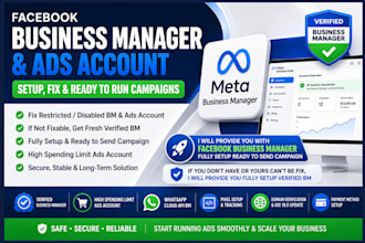 fix and provide with facebook business manager profile fully setup bm with API