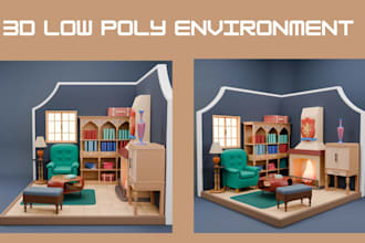 3d isometric low poly environment 3d texturing 3d rigging for animation