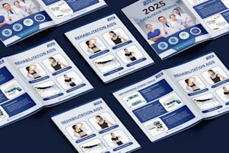 create modern medical product catalog, healthcare flyers and pharma brochures