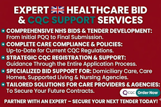 assist with UK healthcare tenders cqc registration policy writing and nhs bids