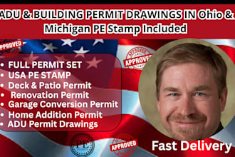 full permit drawing, adu permit, building permit, with ohio michigan stamp