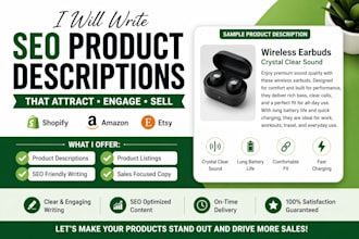 write simple SEO product descriptions and listings