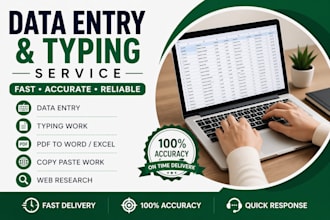 do fast and accurate data entry and typing work