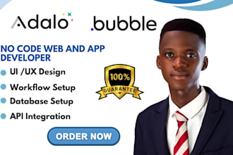 build no code app with bubble io adalo glide flutter flow mvp developer expert