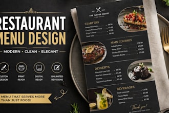 design modern restaurant menu for print and digital use