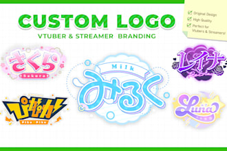 design cute japanese vtuber logo in anime style
