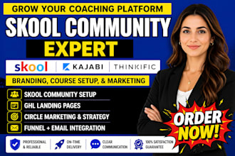 create your online course, upload to skool, kajabi or thinkific with full setup