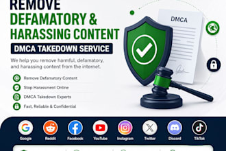 takedown remove harassing defamatory copyright instagram facebook tiktok yt