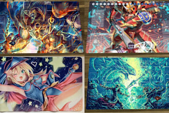 do custom playmat illustration for tcg, card game, anime desk mat, ccg