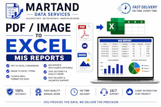 convert PDF or image to excel and create clean mis reports