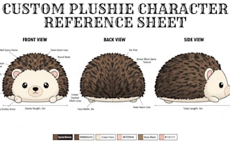 design custom plush reference sheet kawaii plushie and stuffed animal tech pack