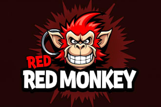 design outstanding red monkey logo with express delivery