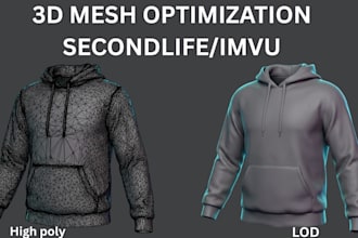 optimize 3d mesh for 3d secondlife imvu lod reduce poly lag fix clothing avatars
