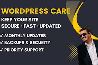 provide monthly wordpress maintenance support and care