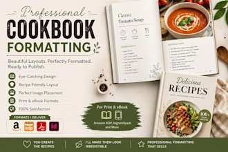 do book formatting your cookbook recipe book layout design or epub formatting