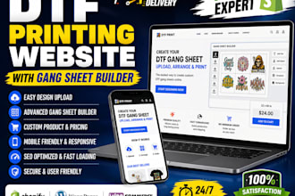 design shopify dtf printing website with gang sheet builder