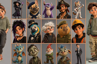 create unique 3d animated style ai characters