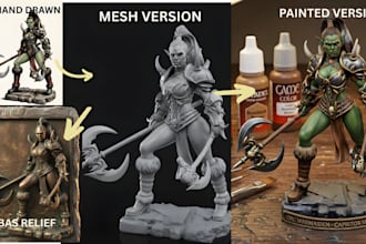 2d image to 3d warhammer tabletop miniature basrelief 3d medallion model stl fig