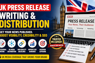 write UK press release UK PR distribution submit to news sites for SEO backlin