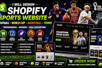 design shopify football world cup website basketball tennis website football