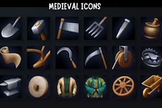 draw fantasy icons, medieval icons, custom icons, rpg game ui, for your rpg game
