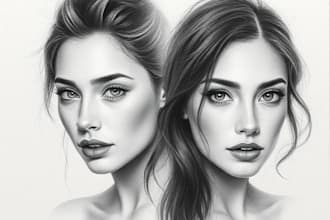 draw realistic charcoal painting and digital illustration