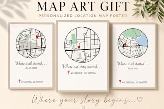 create personalized custom map poster of your special location