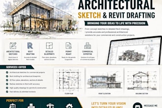 draw an architectural sketch for commercial use or be your revit draftsman