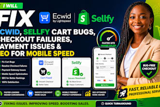 fix ecwid sellfy cart bugs checkout failures payment issues  SEO for mobile