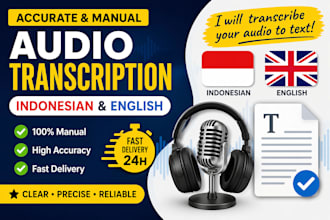 do english or indonesian audio transcriptions manually