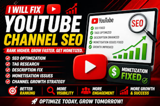 fix youtube channel seo growth tag research description monetisation problem