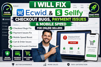 fix ecwid sellfy checkout bugs payment issues and mobile speed for online seller