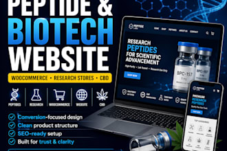 design peptide website research peptide store biotech woocommerce website cbd