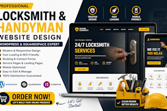 create a wordpress locksmith website design  handyman squarespace website