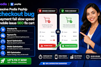 resolve podia payhip checkout cart bug payment fail slow speed mobile issue SEO