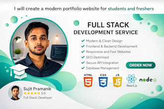 create a modern portfolio website for students and freshers