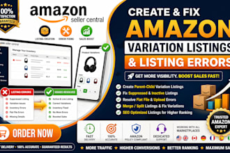 create amazon variation listing or fix amazon listing errors