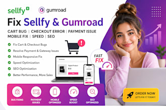 sellfy gumroad cart bug checkout error payment issue mobile fix speed seo