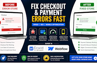 fix ecwid webflow checkout payment error mobile bug speed seo cart issues