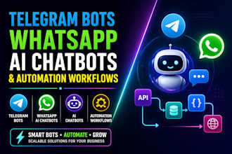 build telegram bots, whatsapp ai chatbots and automation workflows