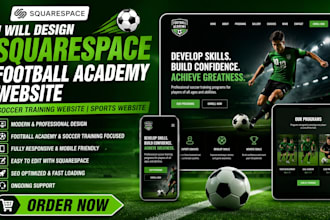 design squarespace football academy webbsite soccer training website sports