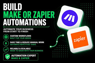 build automation workflows in make or zapier