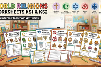 create world religions printable worksheets for ks1 ks2 classroom activities