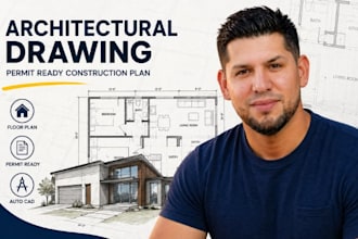 architectural drawing, permit ready construction plan, autocad floor plan