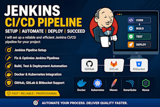 set up jenkins cicd pipeline for github, gitlab or bitbucket projects