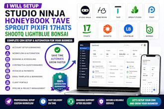 setup studio ninja honeybook tave sprout pixifi 17hats shootq lightblue bonsai