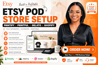 setup etsy shopify print on demand store on printify, printful, gelato pod, etsy