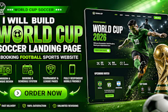 build world cup soccer landing page design booking football sports website