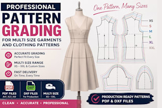 do pattern grading for multi size garments and clothing pattern
