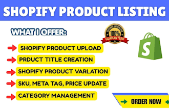 do shopify product upload, product listing, update inventory